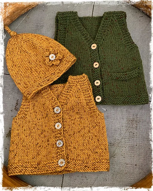 Ava and Archie Vintage Vest & Hat by The Kiwi Stitch & Knit Co - Printed Pattern