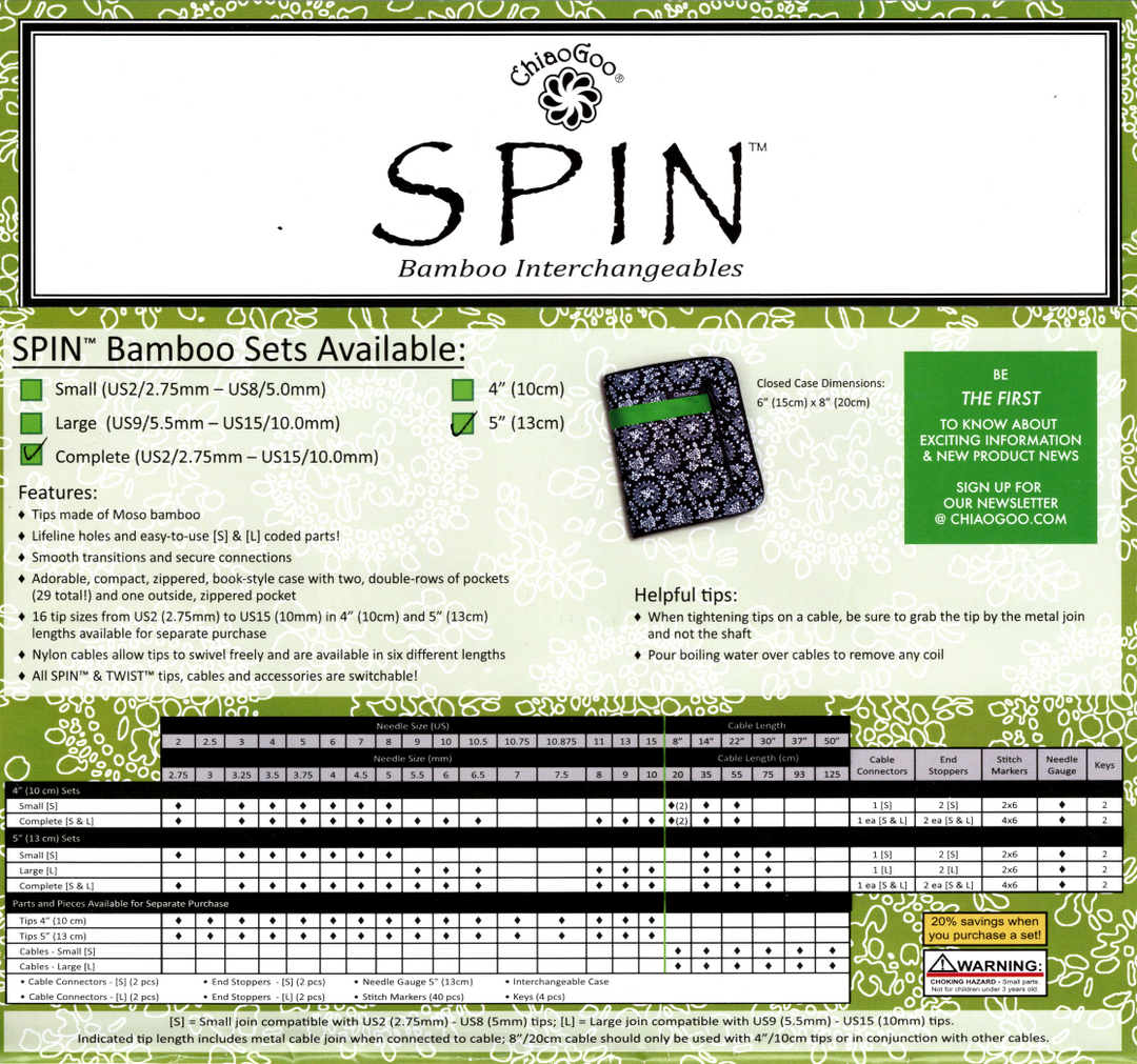 ChiaoGoo Spin Bamboo Interchangeable Sets