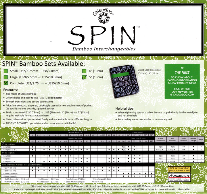 ChiaoGoo Spin Bamboo Interchangeable Sets