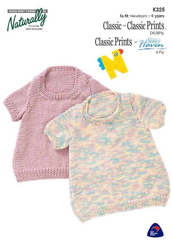 Short Sleeve Little Dress K325 by Naturally Yarns - Printed Pattern