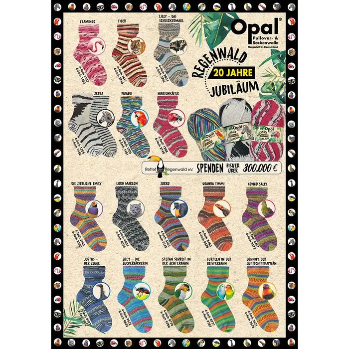 Opal Regenwald Self Patterning Sock Yarn // 4ply