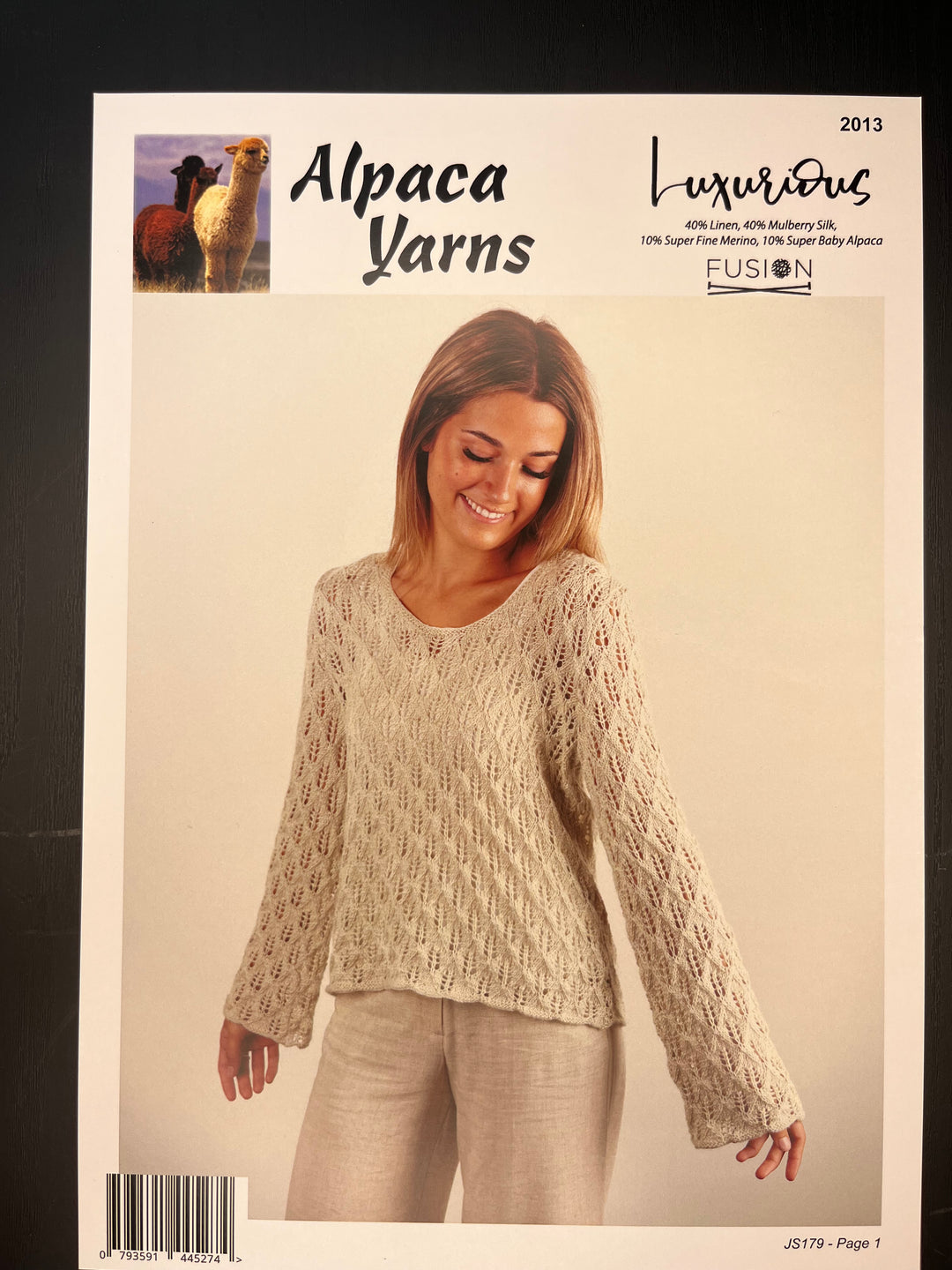Alpaca Yarns Fusion Lacy Sweater (2013) - Printed Pattern