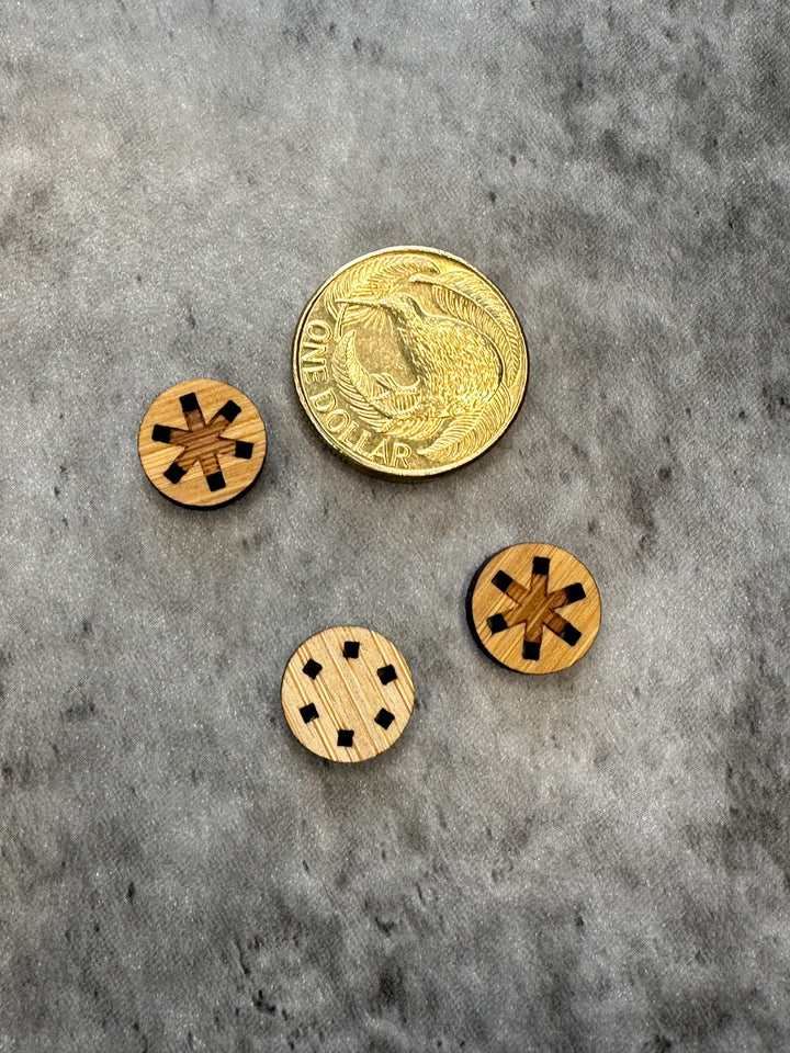 Wood Asterisk Button Small - 13mm