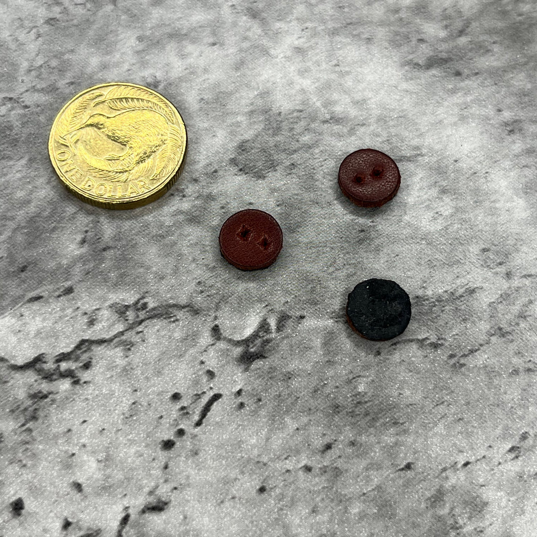 Chocolate Leather Button - 10mm