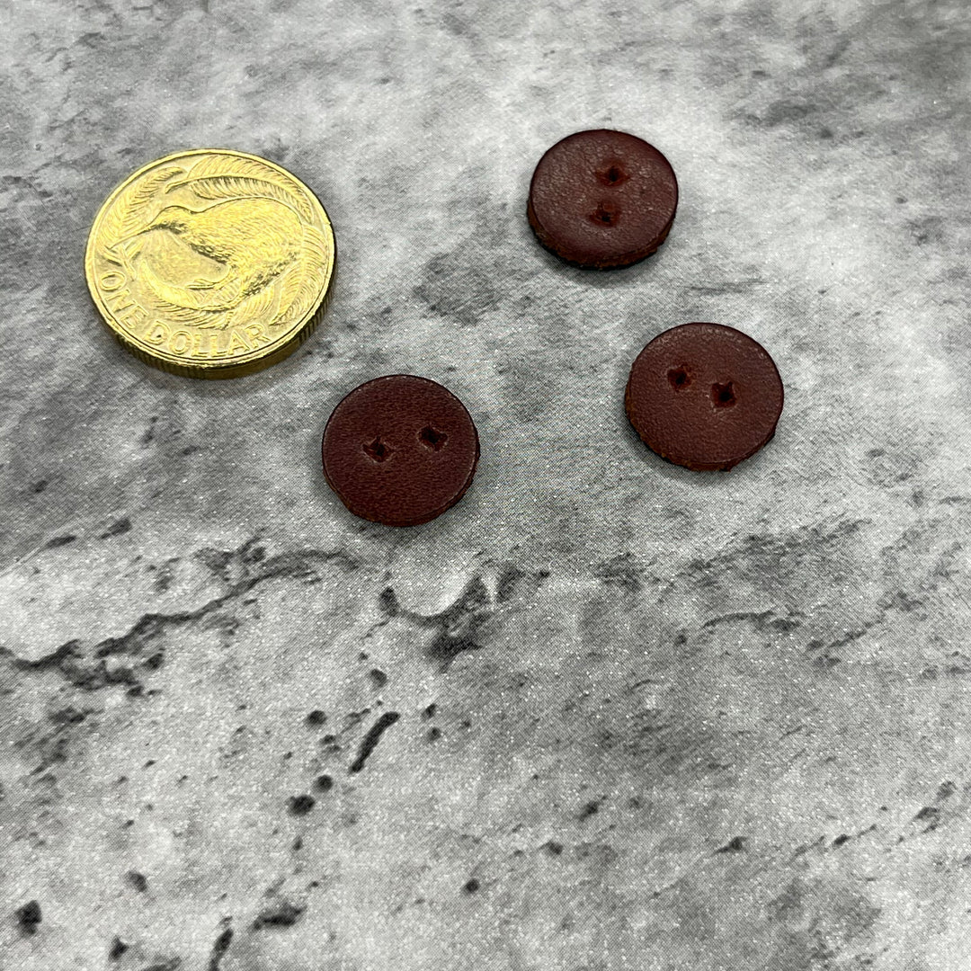 Chocolate Leather Button - 14mm