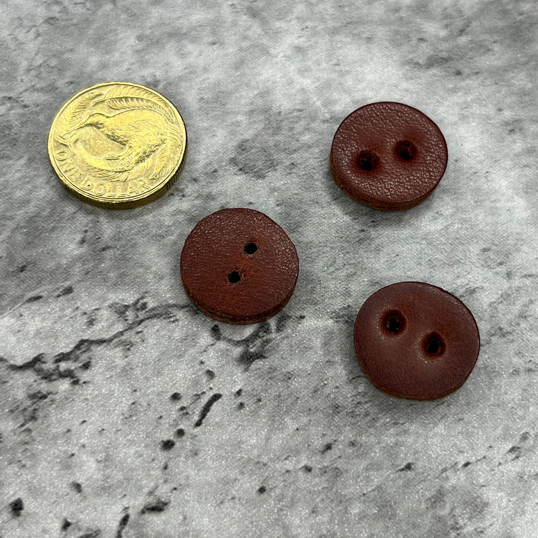 Chocolate Leather Button - 19mm