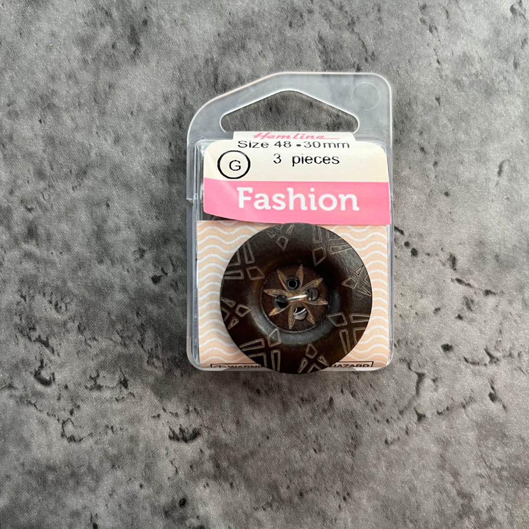 Aztec laser-cut Wood Button - 30mm