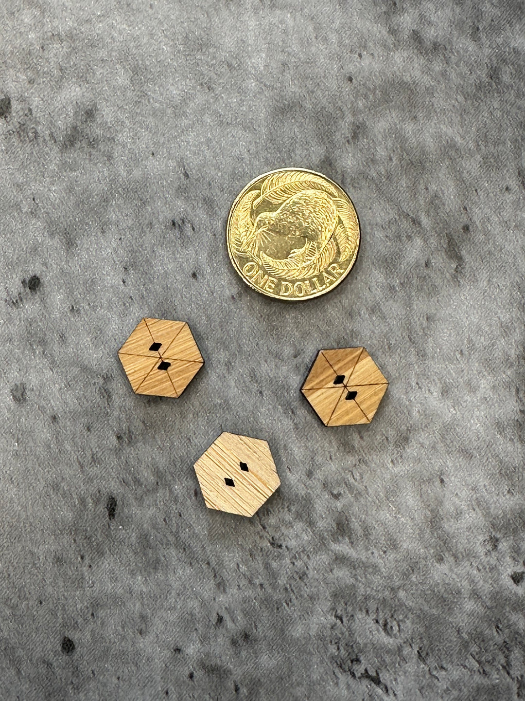 Wood Hex Button small - 15mm