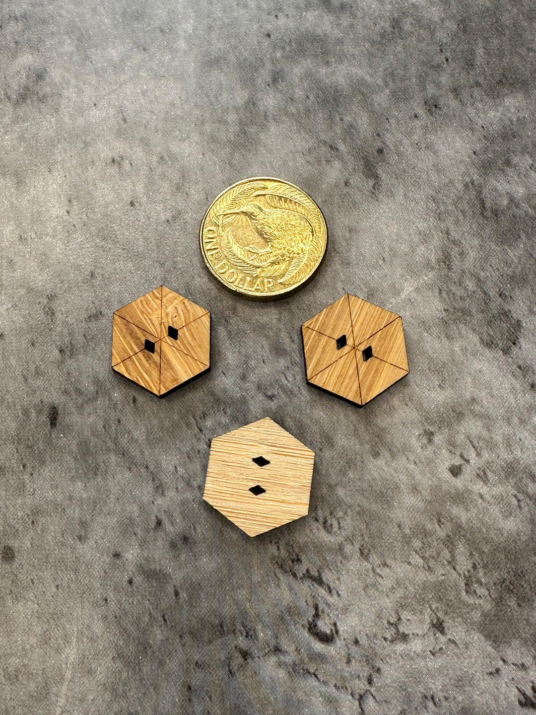 Wood Hex Button Big - 20mm
