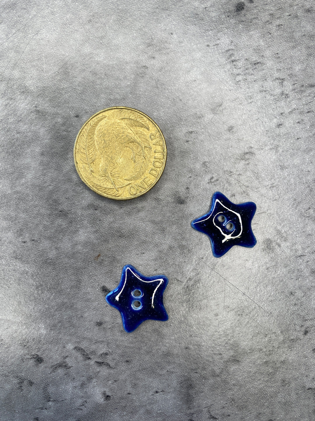 Handmade blue Star Ceramic Button L234 - 16mm