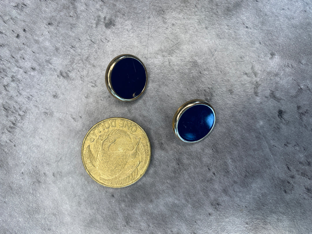 Gold Rimmed Blue Button - 15 mm
