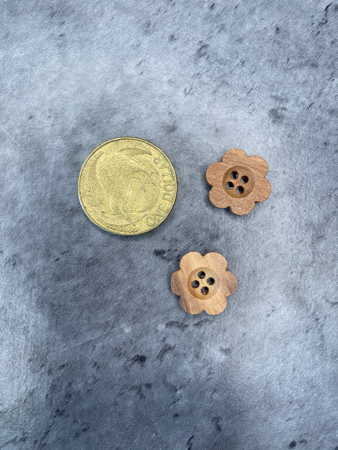 Wooden Flower Button - 15mm