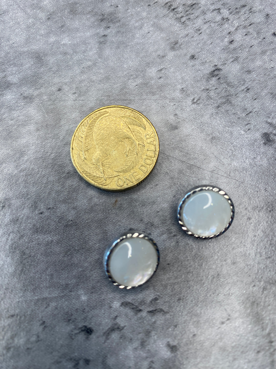Silver Rimmed White Button - 13mm