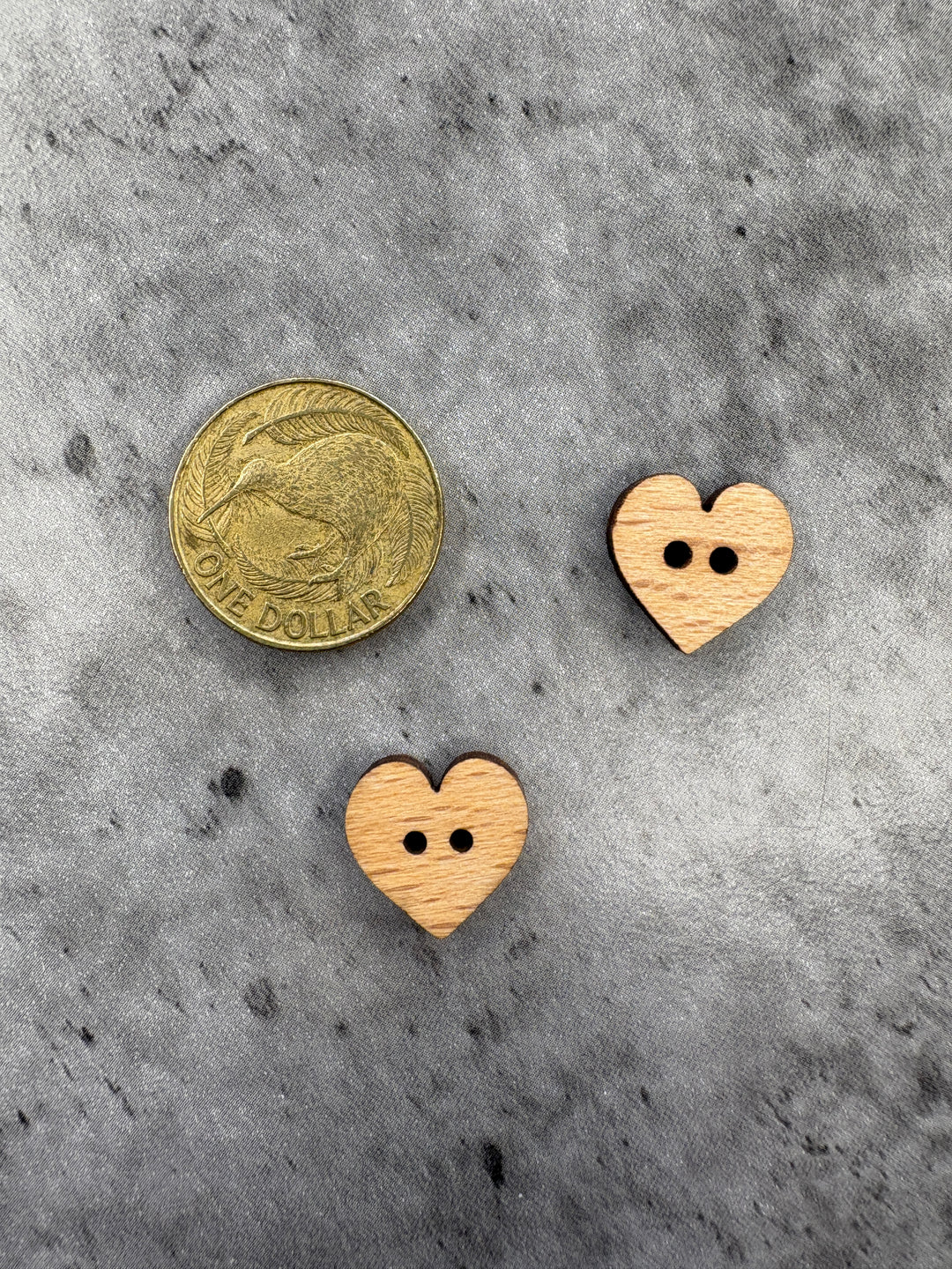 Wooden Heart Button - 15mm