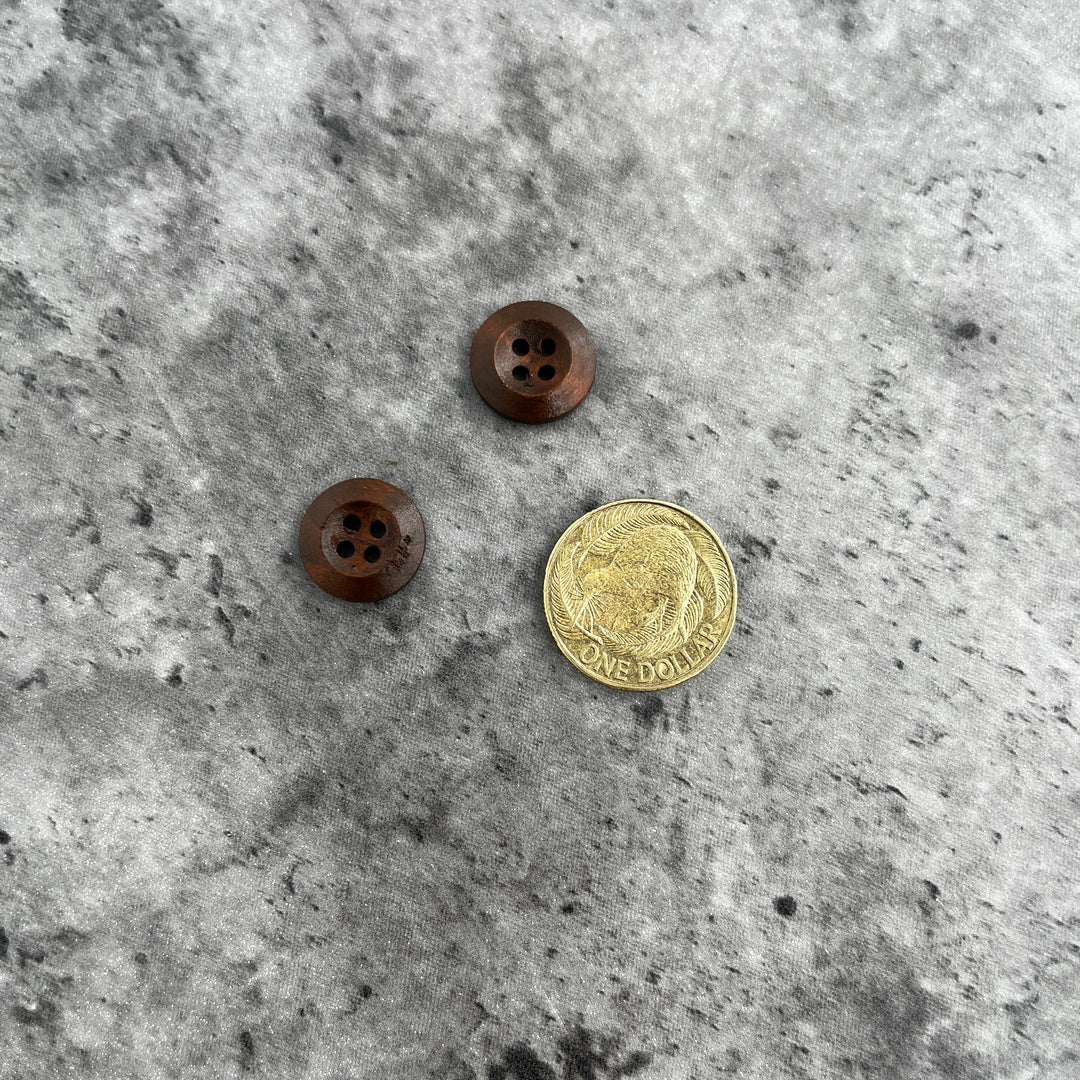 Natty Notions Wooden Button Dark Brown rimmed - 15mm