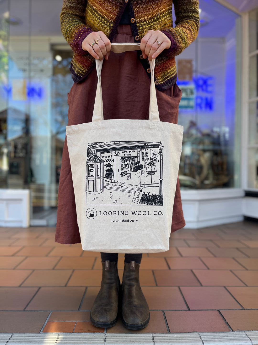 Loopine Shop Front Tote Bags