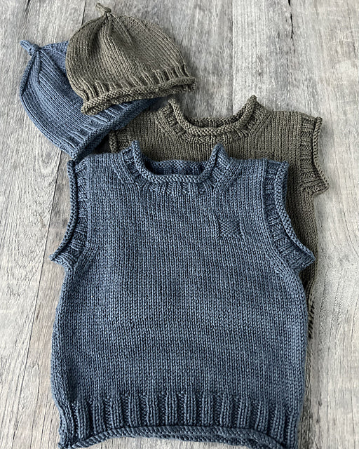 Rudy Rolled Edge Vest & Hat by The Kiwi Stitch & Knit Co - Printed Pattern