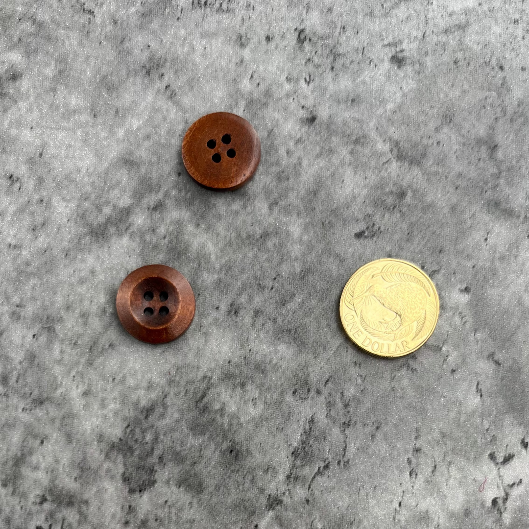 Natty Notions Wooden Button Dark Brown rimmed - 18mm
