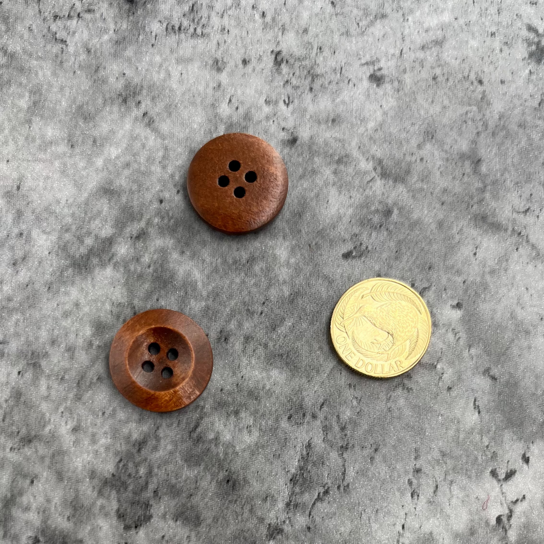 Natty Notions Wooden Button Dark Brown rimmed - 23mm