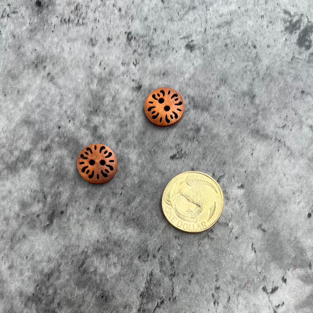 Natty Notions Wooden Button Chocolate Vintage - 15mm