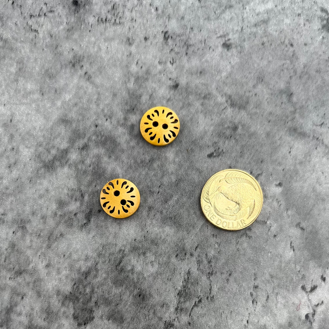 Natty Notions Wooden Button Mustard Vintage - 15mm
