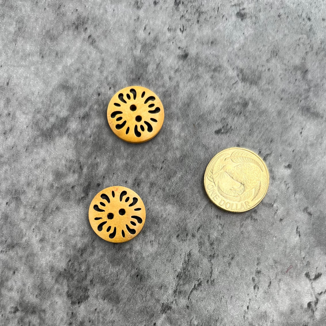 Natty Notions Wooden Button Mustard Vintage - 20mm