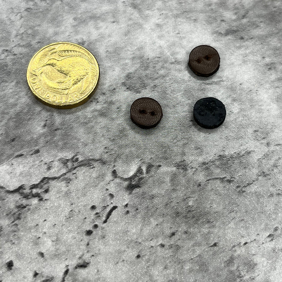 Black Leather Button - 10mm