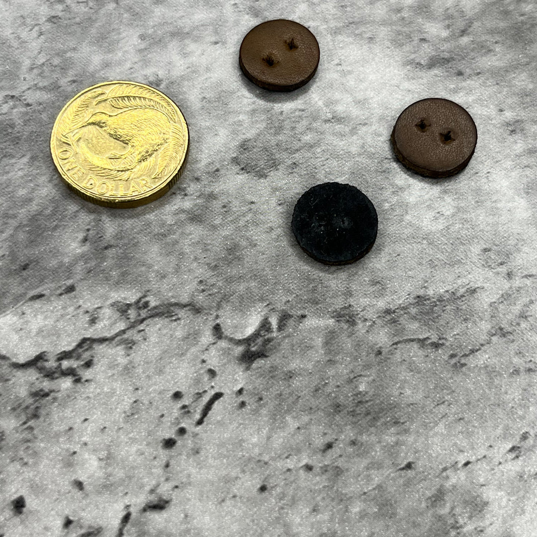 Olive Leather Button - 14mm