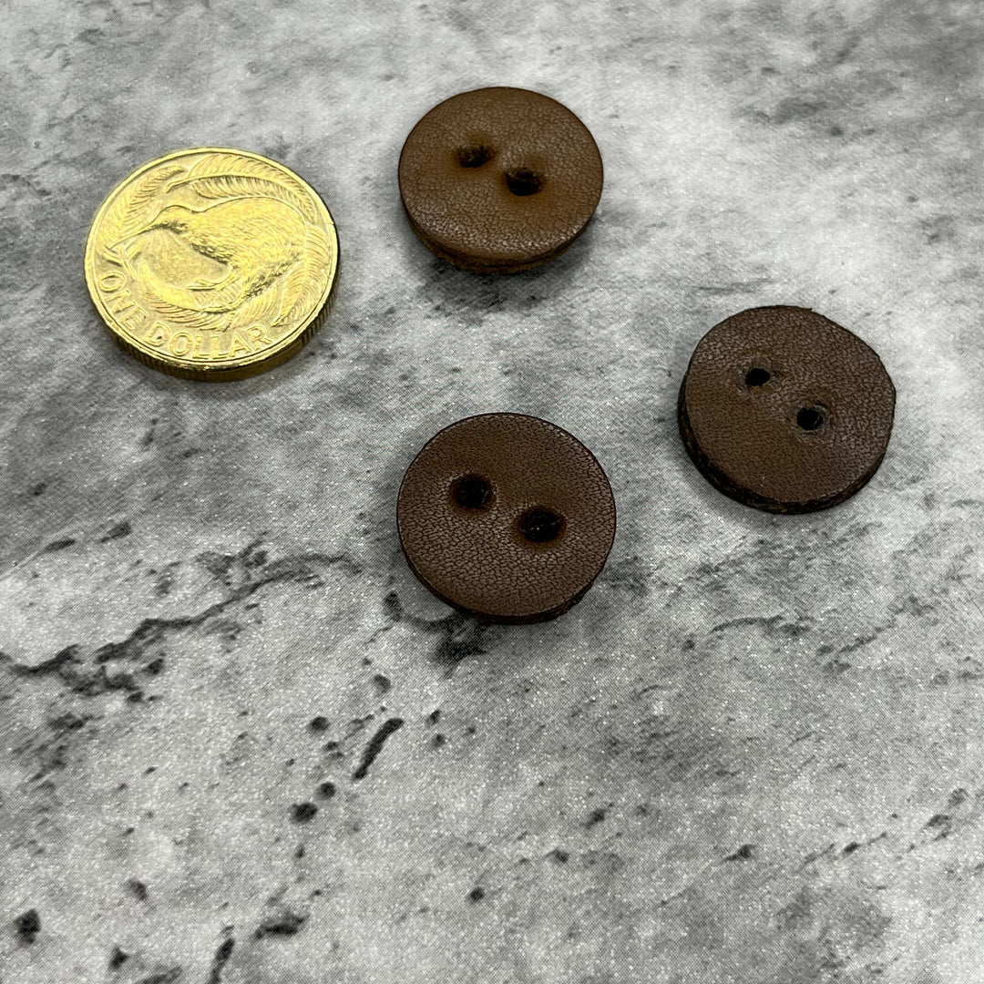 Olive Leather Button - 19mm