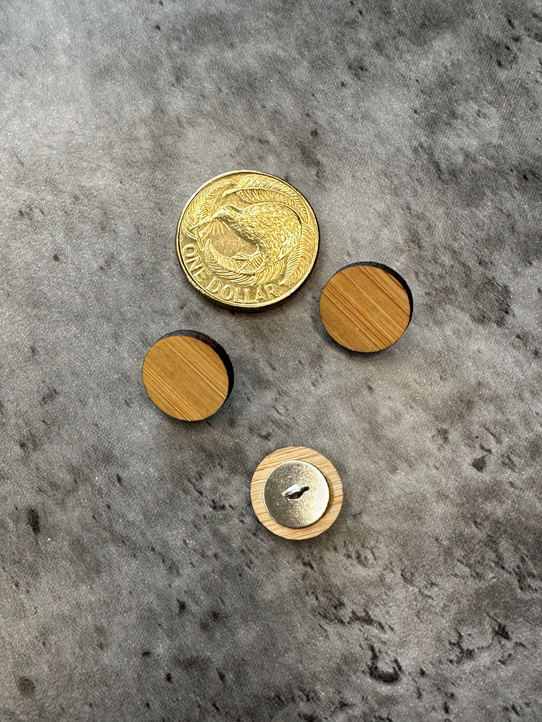 Wooden Pancake Shank Button Small - 14mm