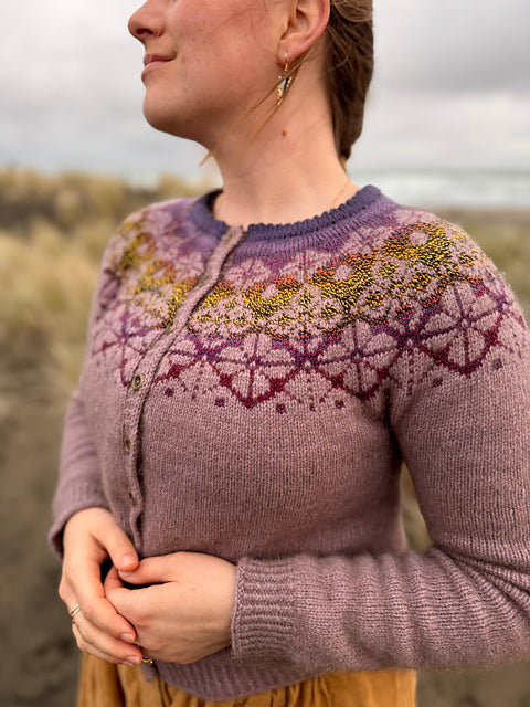 Calypso Cardigan -Black Cat Knit Co -  Printed Patter